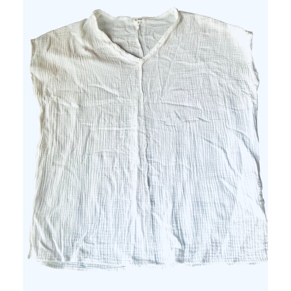 White V Neck Sleeveless  Top Womens Casual Blouse Soft Cotton Size M - XL - Picture 4 of 8